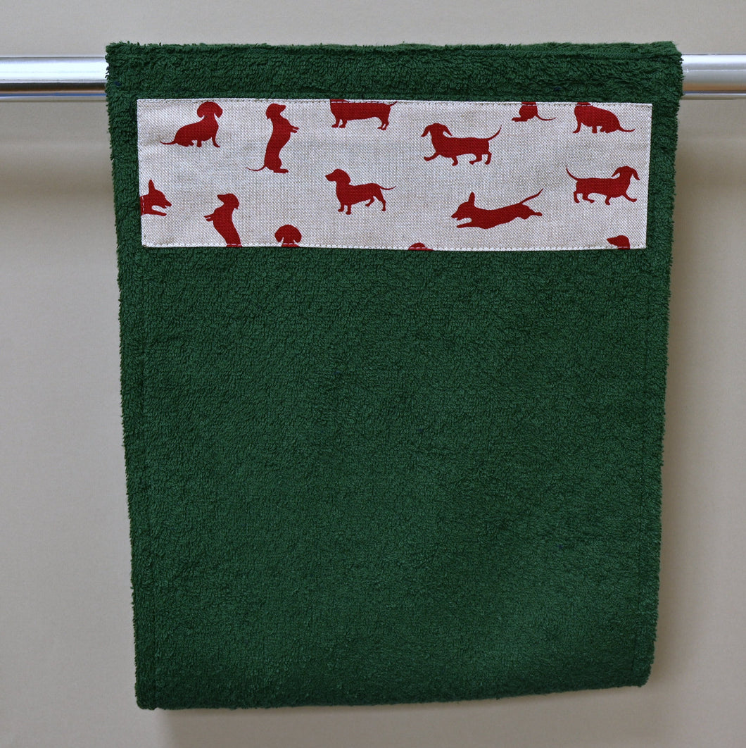 Hand Roller Towels, Red Dachshund, Green, Navy Blue or Black Towel